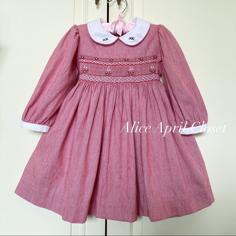 Friedknit Creations Smocked Holiday Dress Sz 2T